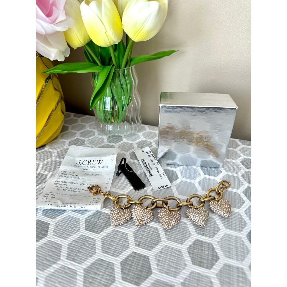 J.CREW Pave Gold Heart Bracelet